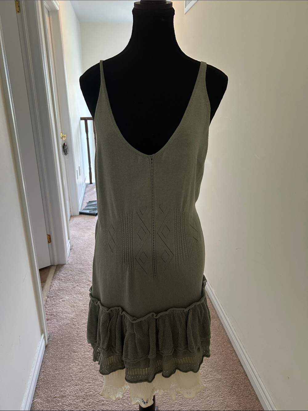 NWT Olive Green Knit Ruffle Hem Dress